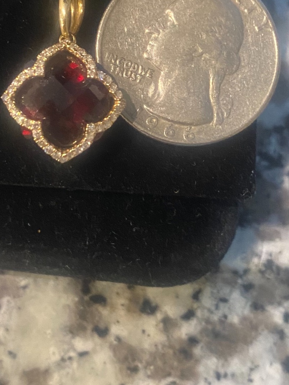 Garnet And Diamond Pendant and 18 inch Necklace 14k Yellow Gold. AMAZING!! - Picture 6 of 14
